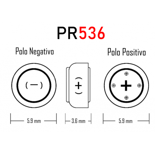 6x Pila auditiva Zinc Air 10 PR536